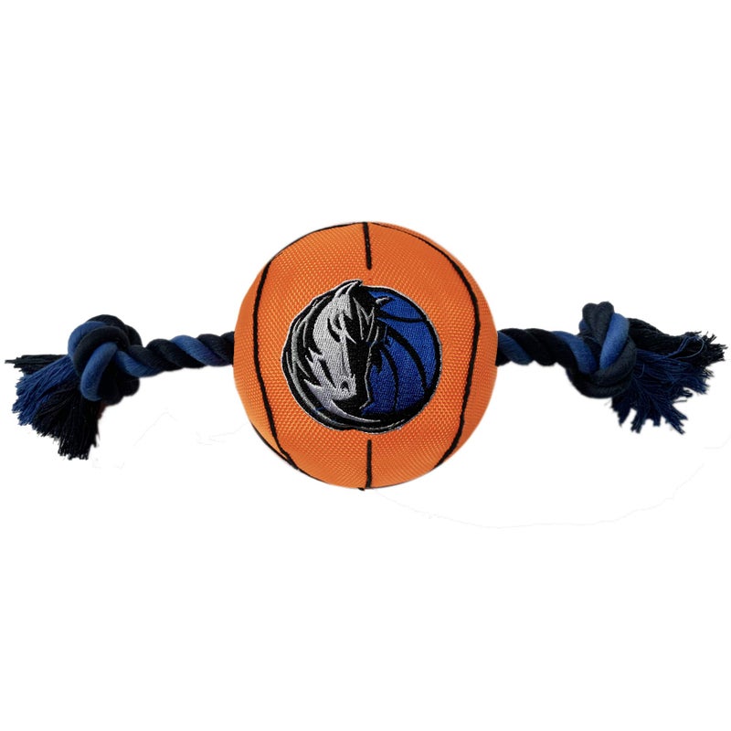 Pets First NBA Dallas Mavericks Basketball Toy. - Tough Nylon Pet Toy with Tug Ropes & Inner Squeaker, One Size, MAV-3105 - Image 1
